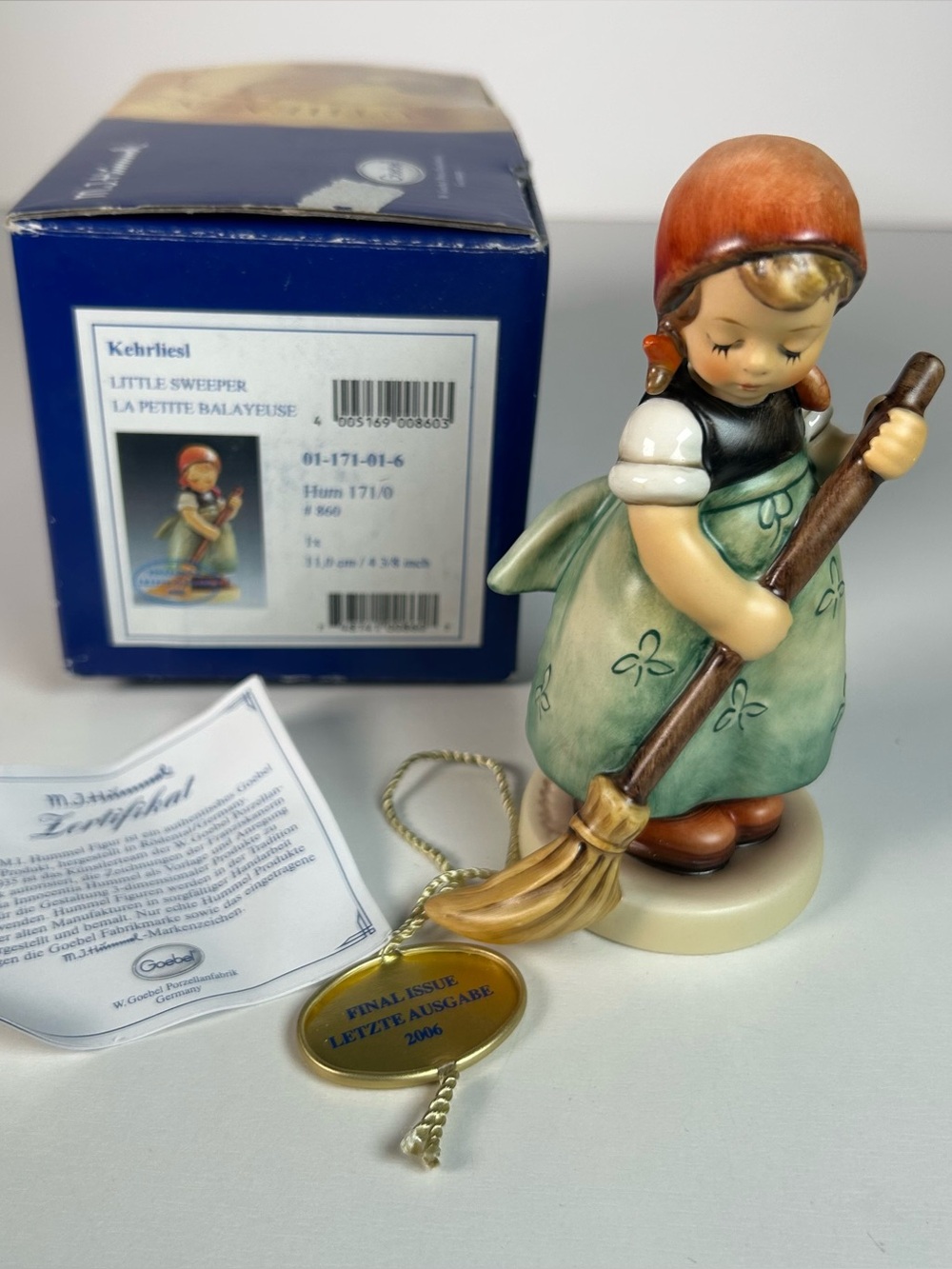 Goebel Hummel Figurine "Little Sweeper" #171 Tall West Germany With Box